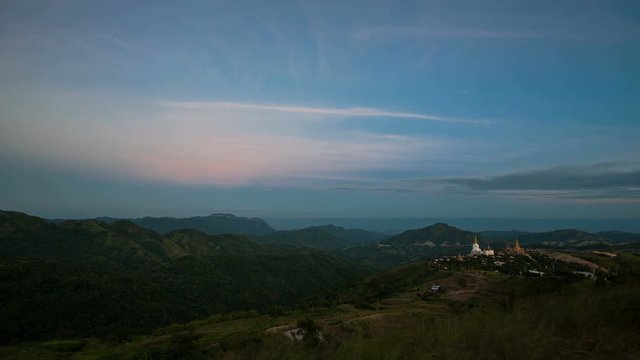 4k timelapse of sunset at mountains under mist in the morning at Khao Kho National Park, Phetchabun province, Thailand, wide angle view, High quality in 4K Timelapse