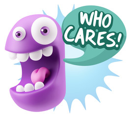 3d Illustration Laughing Character Emoji Expression saying Who C