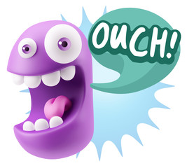 3d Illustration Laughing Character Emoji Expression saying Ouch