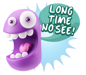 3d Illustration Laughing Character Emoji Expression saying Long