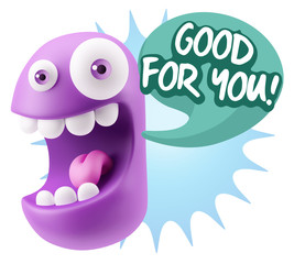 3d Rendering Smile Character Emoticon Expression saying Good For