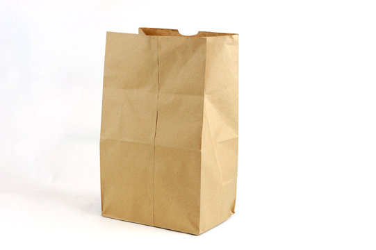 recycle brown paper bag isolated on white background