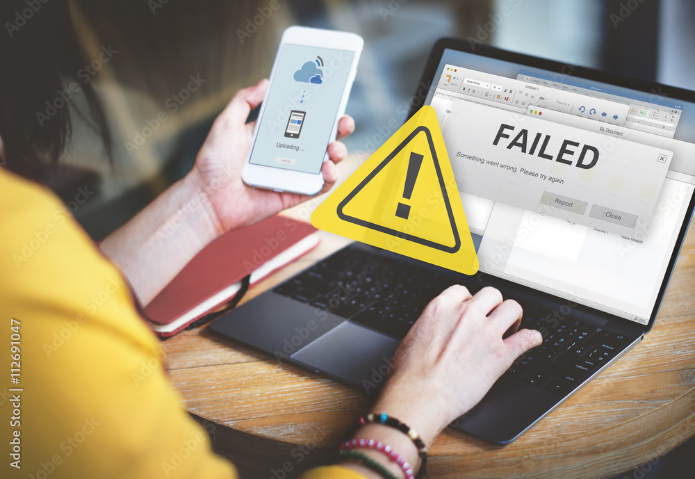 Aufkleber failed fail failing fiasco inability unsuccessful concept