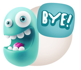 3d Illustration Laughing Character Emoji Expression saying Bye w