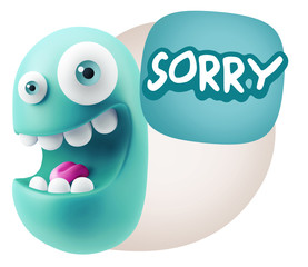 3d Illustration Laughing Character Emoji Expression saying Sorry
