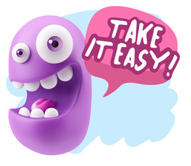 3d Illustration Laughing Character Emoji Expression saying Take