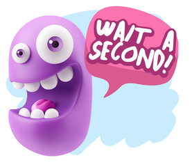 3d Illustration Laughing Character Emoji Expression saying Wait