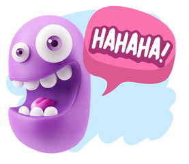 3d Illustration Laughing Character Emoji Expression saying Hahah