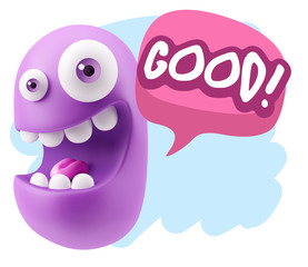 3d Illustration Laughing Character Emoji Expression saying Good