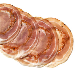 Pancetta Sliced Isolated Top View