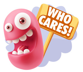 3d Illustration Laughing Character Emoji Expression saying Who C