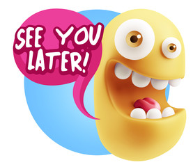 3d Illustration Laughing Character Emoji Expression saying See Y