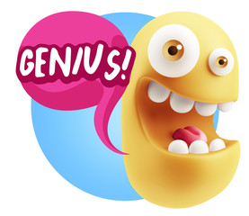 3d Illustration Laughing Character Emoji Expression saying Geniu