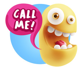 3d Illustration Laughing Character Emoji Expression saying Call
