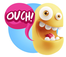 3d Illustration Laughing Character Emoji Expression saying Ouch