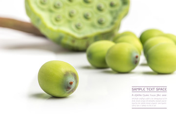 lotus seeds, lotus seeds close up, lotus seeds on white background