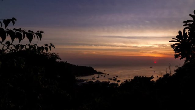 Epic sunset timelapse on tropical island Koh Tao, Thailand