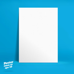 Vector : White paper poster in vivid blue studio room, Template