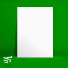 Vector : White paper poster in vivid dark green studio room, Tem