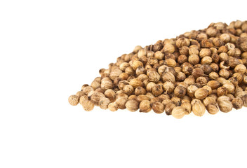 Coriander seeds isolated on white background