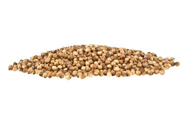 Coriander seeds isolated on white background