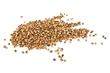 Coriander seeds isolated on white background
