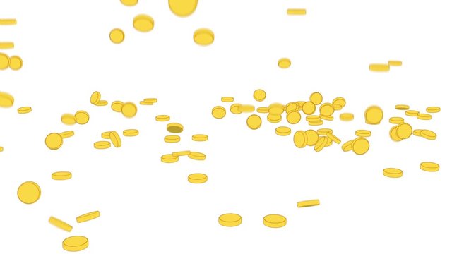 3d golden cartoon coins falling 