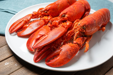Cooked red Lobsters