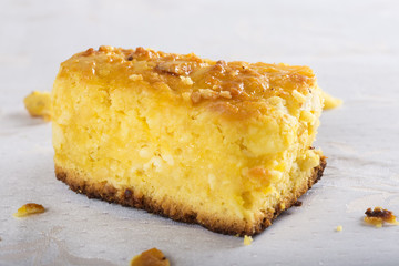 Slices of pie with cottage cheese
