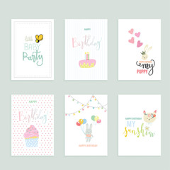 happy birthday greeting and invitation card.