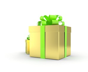 three gift boxes with bows isolated on white. 3d rendering.