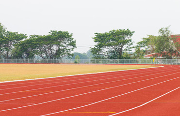 Fototapeta premium track running, red treadmill for athletics and competition.