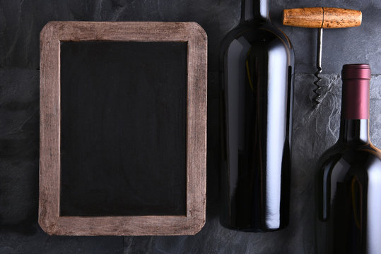 Chalk Board And Wine Bottles