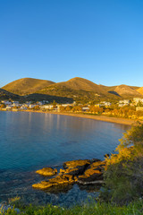 Beautiful sandy beach in Syros, Cyclades, Greece. Crystal clear