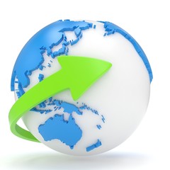 Fototapeta premium Arrow and Earth globe. 3d render