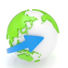 Fototapeta premium Arrow and Earth globe. 3d render