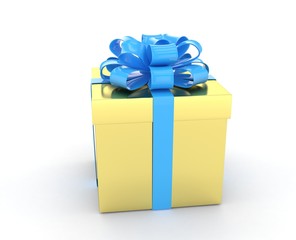 gift box with bows isolated on white. 3d rendering.