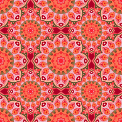 Seamless pattern. Decorative pattern with mandalas in beautiful colors. Vector background