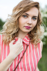 Fototapeta premium young happy girl on holiday in countryside