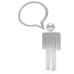 3d man with talk bubbles isolated over a white background. 3d rendering.