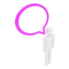 3d man with talk bubbles isolated over a white background. 3d rendering.