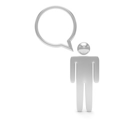 3d man with talk bubbles isolated over a white background. 3d rendering.