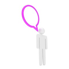 3d man with talk bubbles isolated over a white background. 3d rendering.