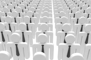 group of people figures on white background. 3d rendering.