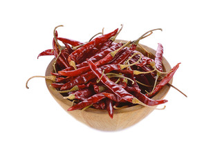 dried chili peppers on white background