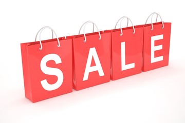 sale written on shopping bag. 3d rendering.