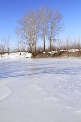 Floating of ice on the river