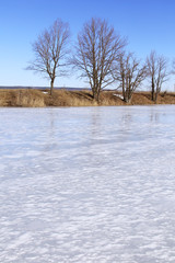 Floating of ice on the river