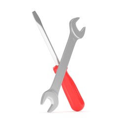 3D Illustration Wrench and screwdriver, service concept