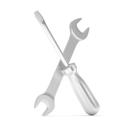 3D Illustration Wrench and screwdriver, service concept